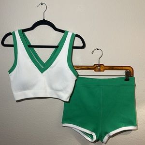Aerie Green/White Matching Athletic Set